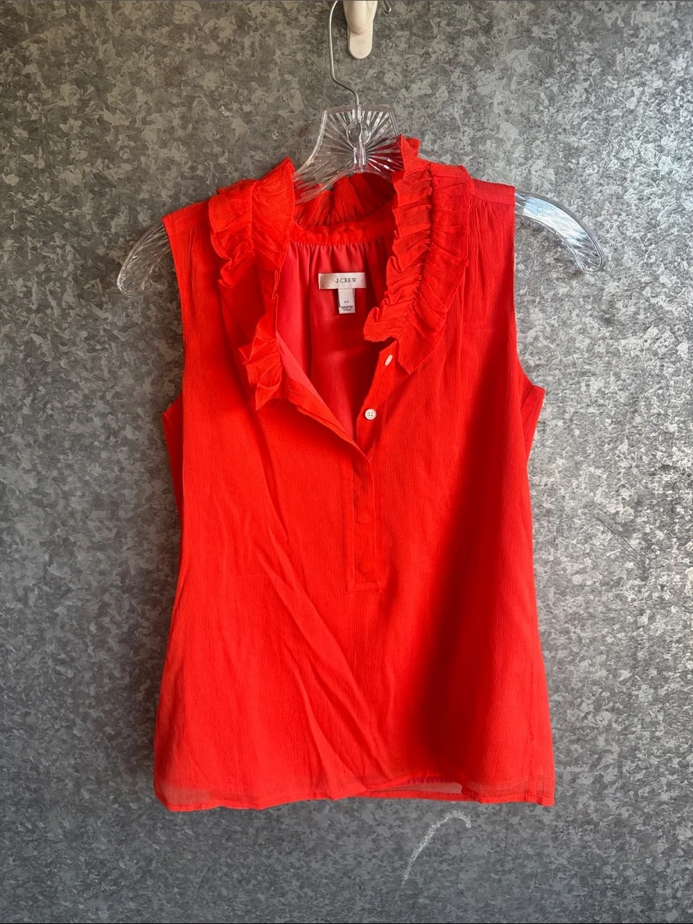 J. Crew Bright Red Ruffle-Neck Sleeveless Camisole